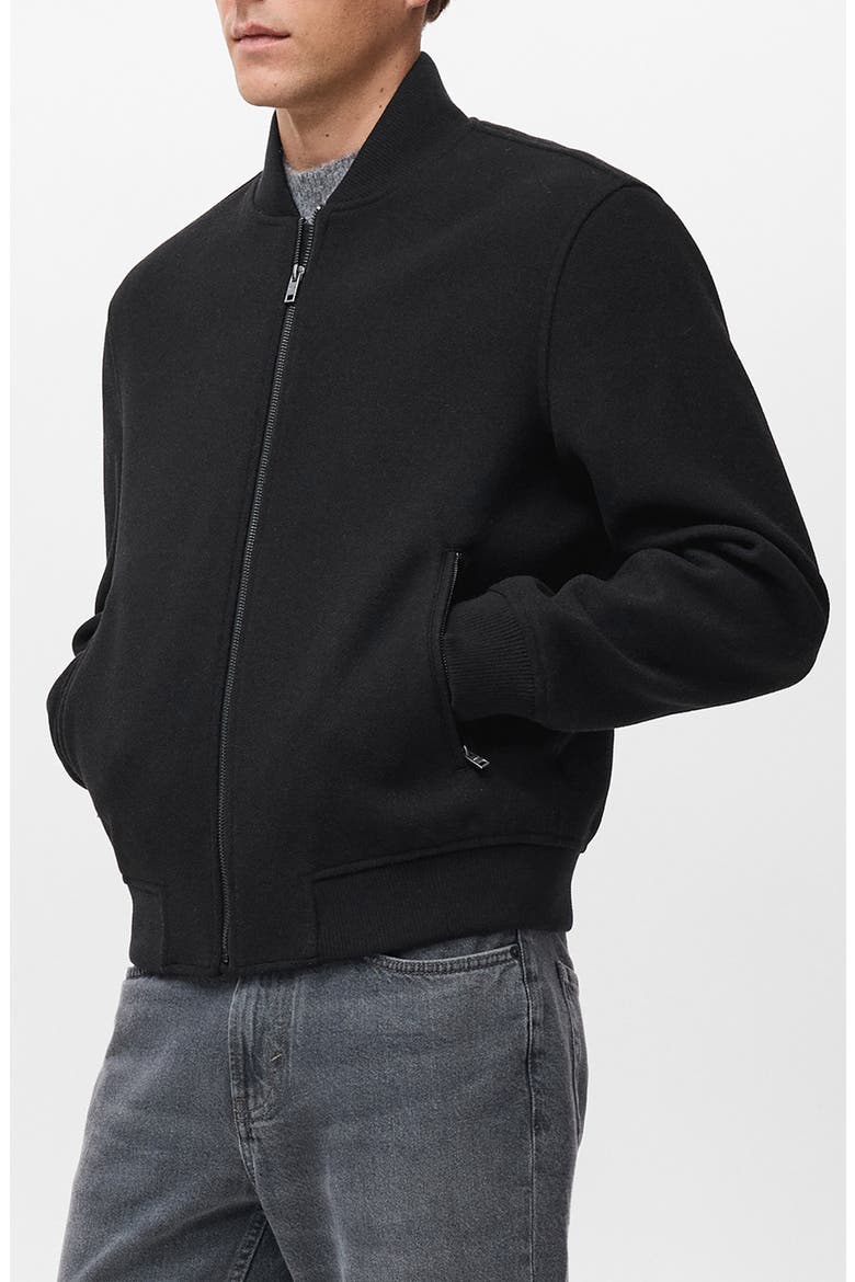 Zip-Up Bomber Jacket, Alternate, color, BLACK