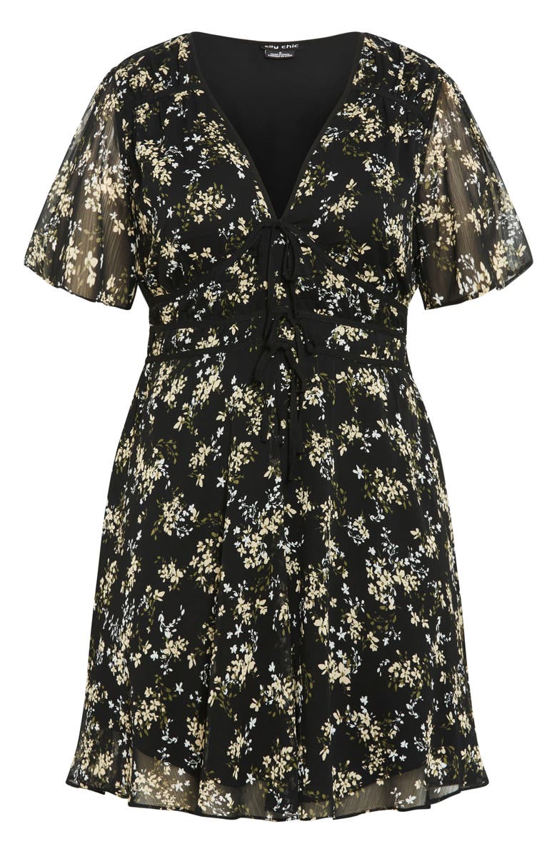 City Chic Cara Floral Print Minidress, Alternate, color,