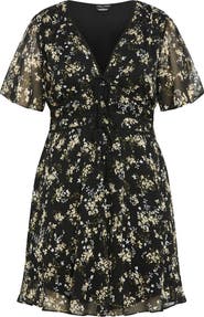 City Chic Cara Floral Print Minidress