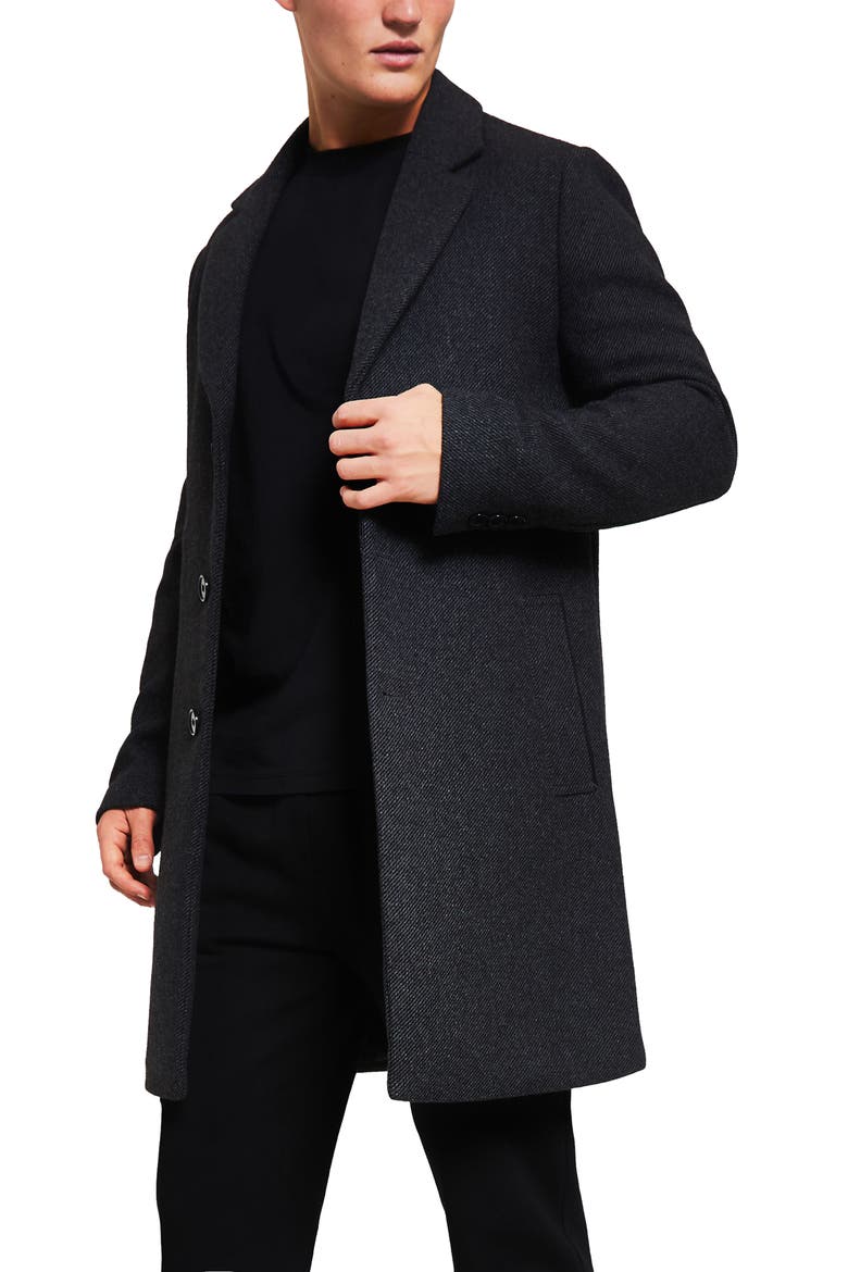 Cotton Twill Overcoat, Main, color, DARK GREY