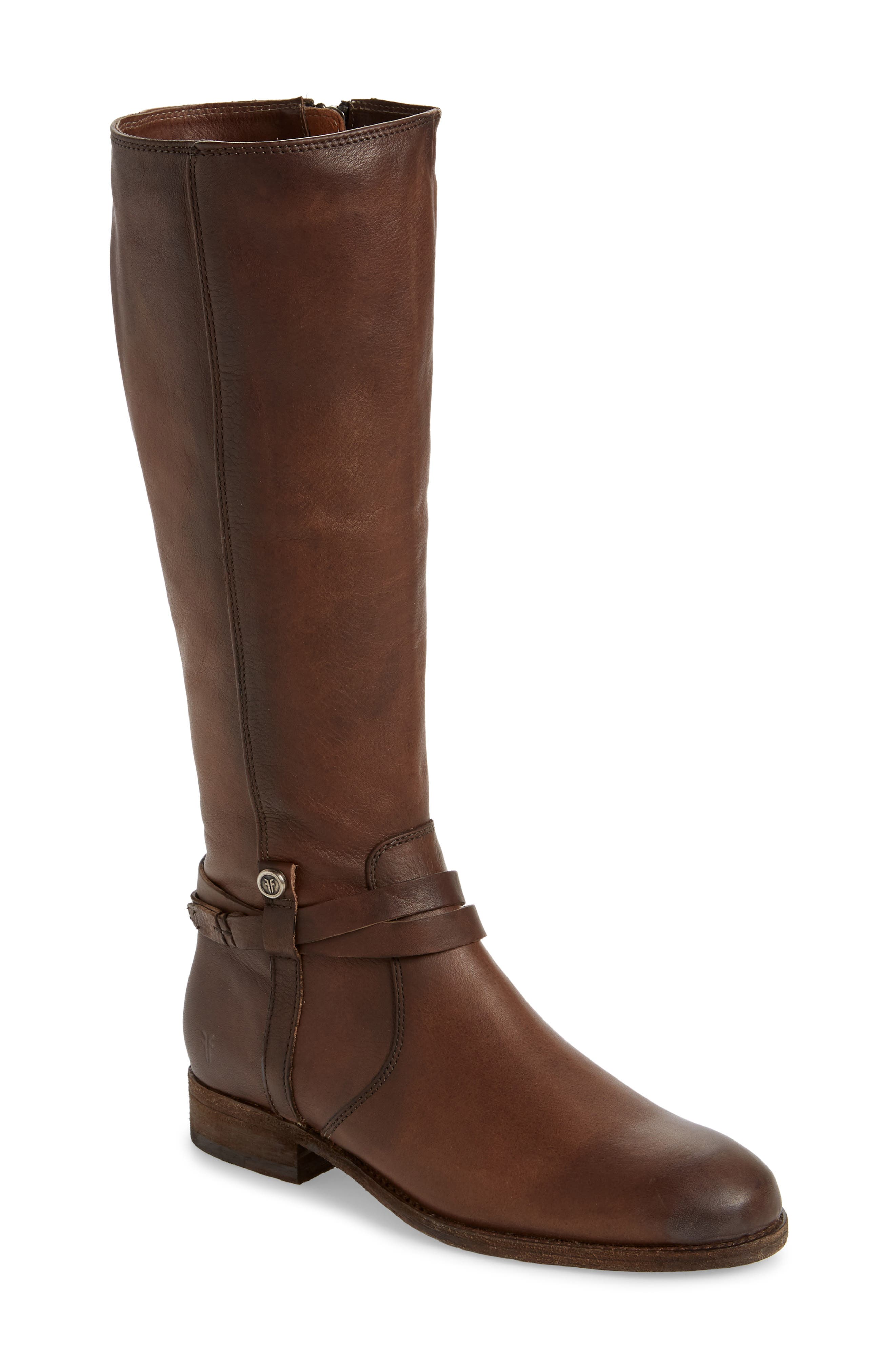 Melissa Belted Knee-High Riding Boot, Main, color, STONE LEATHER