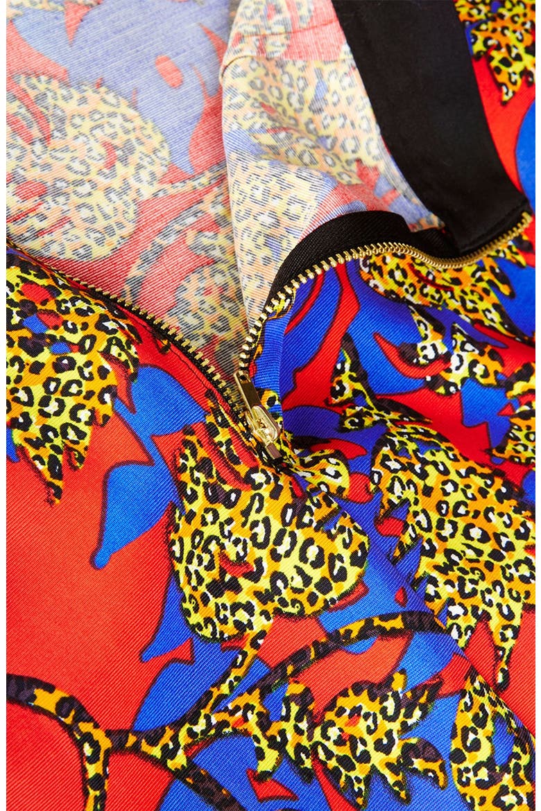 Leopard Leaf Print Pencil Skirt, Alternate, color, BLUE MULTI