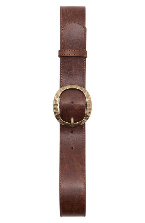 Mango Textured Faux Leather Belt With Round Buckle In Brown