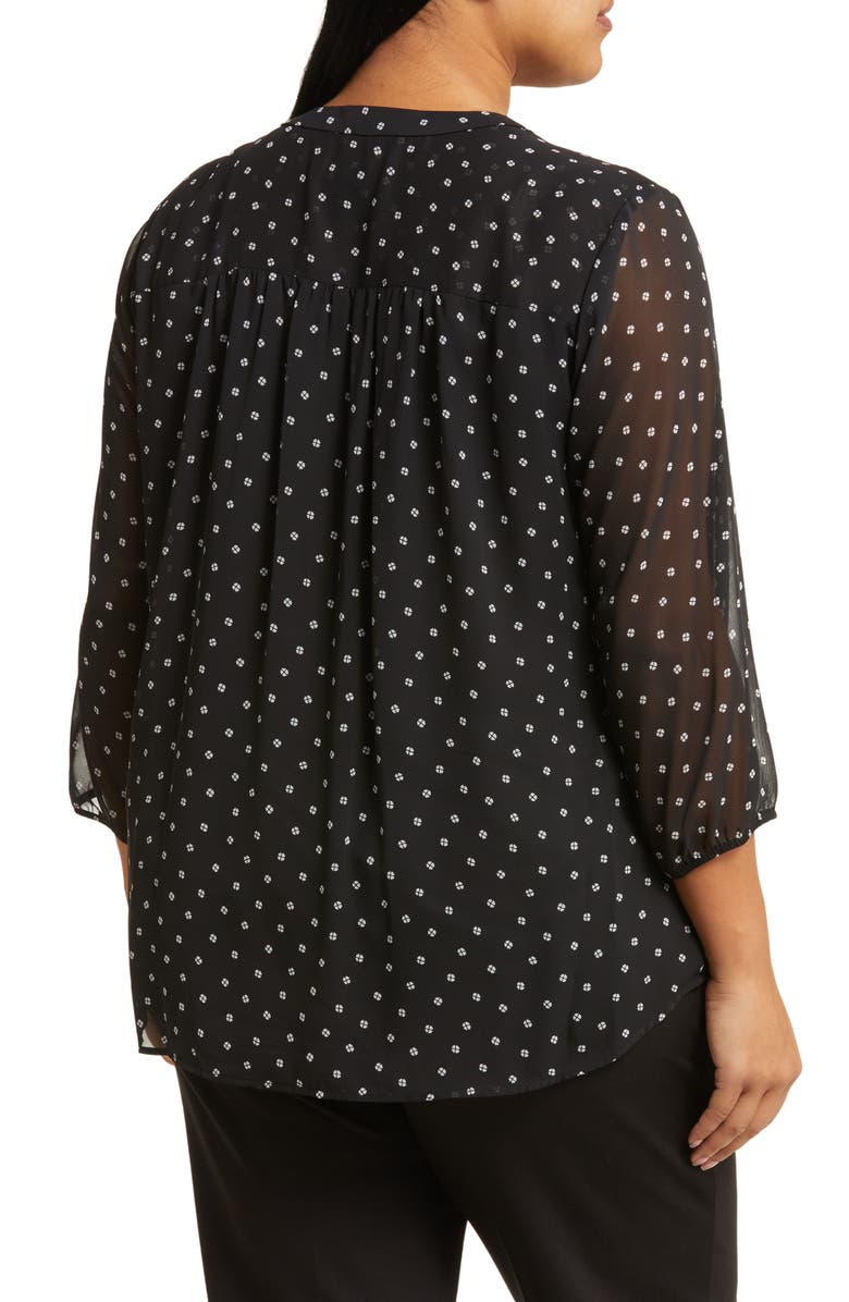 Jones New York Pleated V-Neck Three-Quarter Sleeve Top, Alternate, color, 