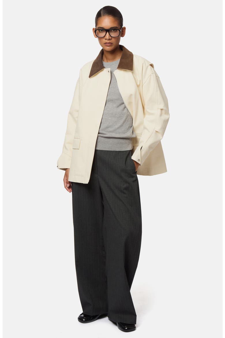Clive Canvas Workwear Jacket, Alternate, color, OFF WHITE/ DARK BROWN