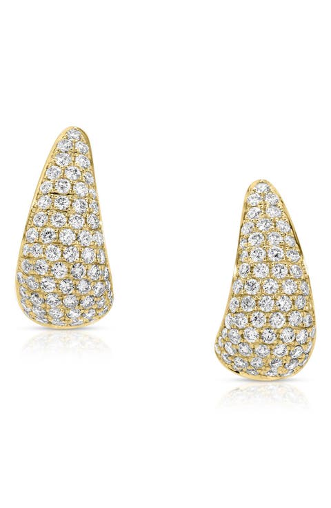 18k Gold Diamond Claw Earrings