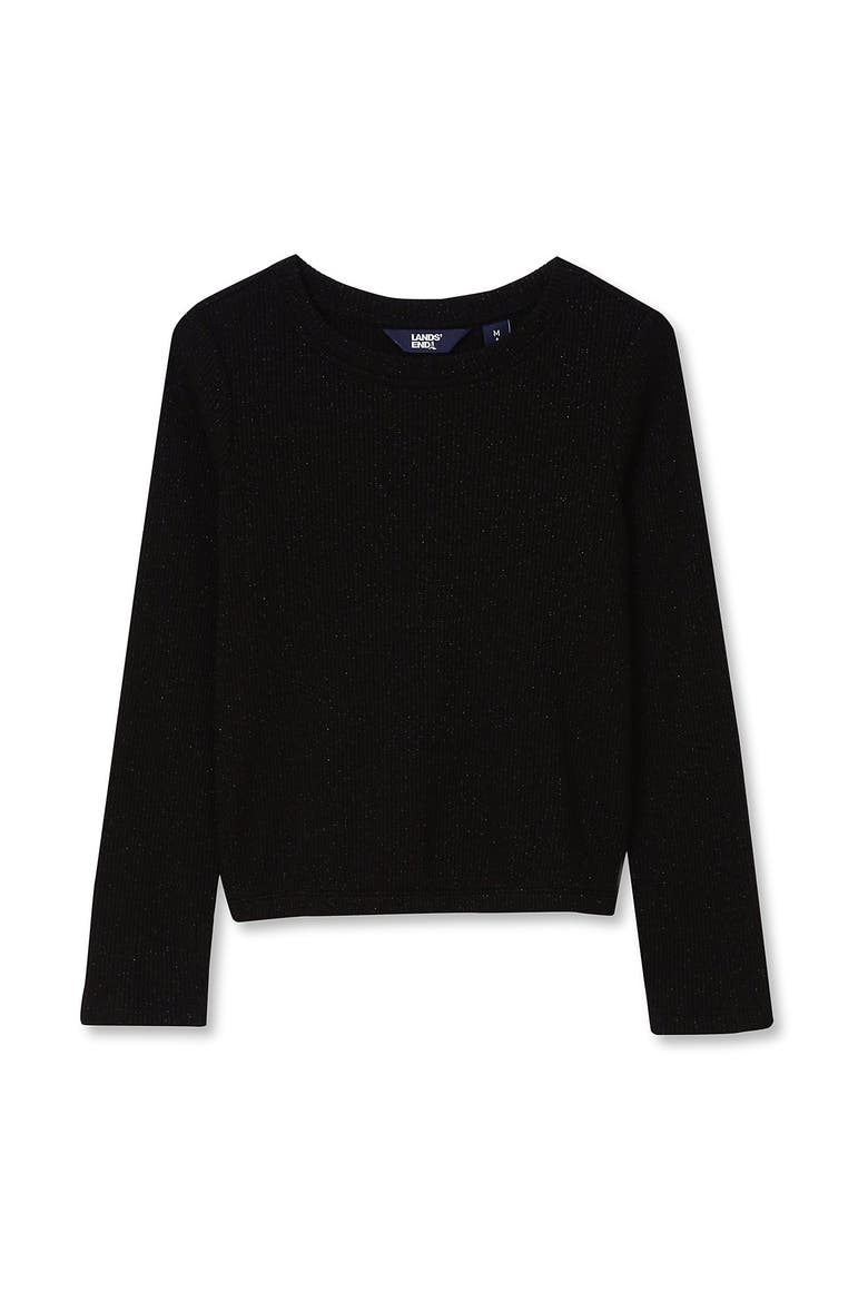 Girls Long Sleeve Sparkly Knit Top, Main, color, Black