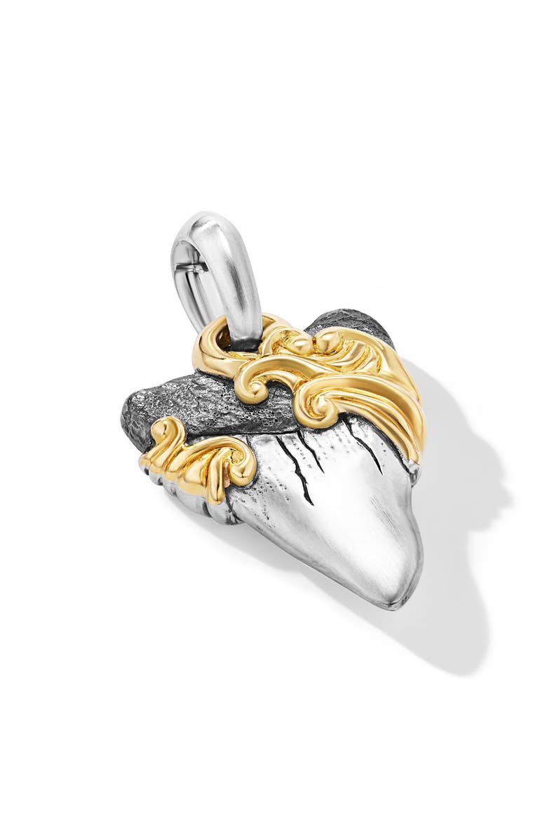 Waves Shark Tooth Enhancer in Sterling Silver, 25mm, Alternate, color, STERLING SILVER/ YELLOW GOLD
