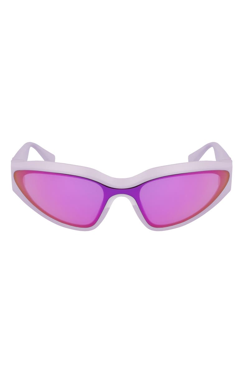 KARL LAGERFELD 69mm Shield Sunglasses, Main, color, Metallic Lilac