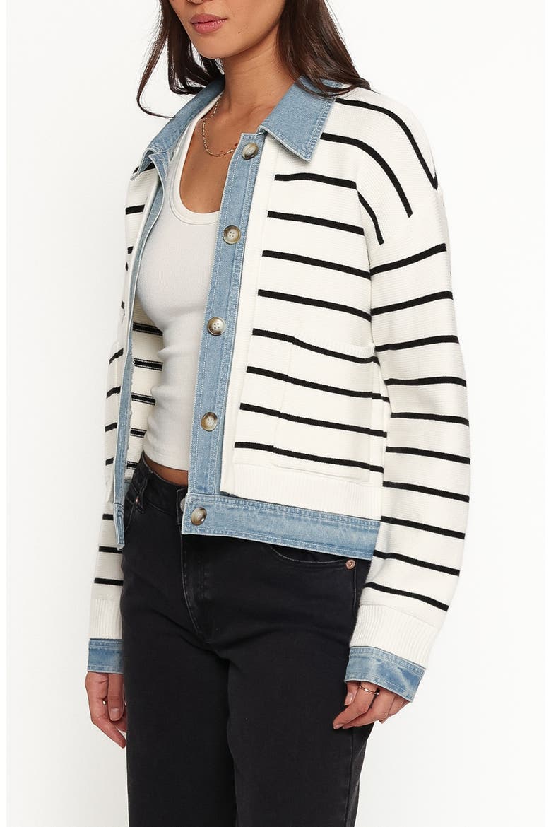 Uma Denim Collar Cardigan, Alternate, color, CREAM