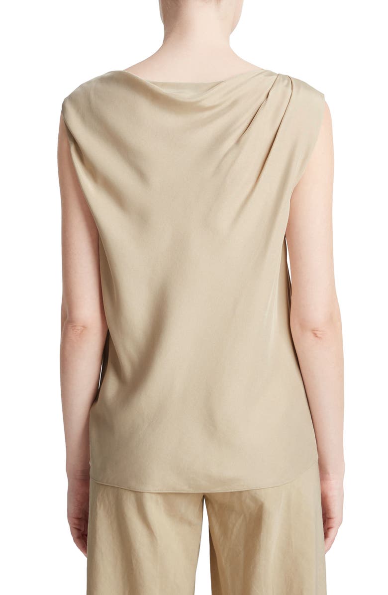 Vince Asymmetric Drape Cap Sleeve Silk Blend Top, Alternate, color, Oat Sand