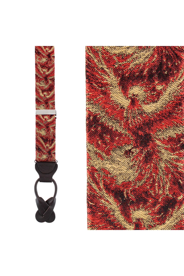 Phoenix Soaring Silk Button End Suspenders, Main, color, Orange