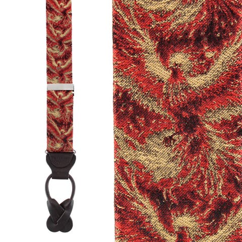 Phoenix Soaring Silk Button End Suspenders