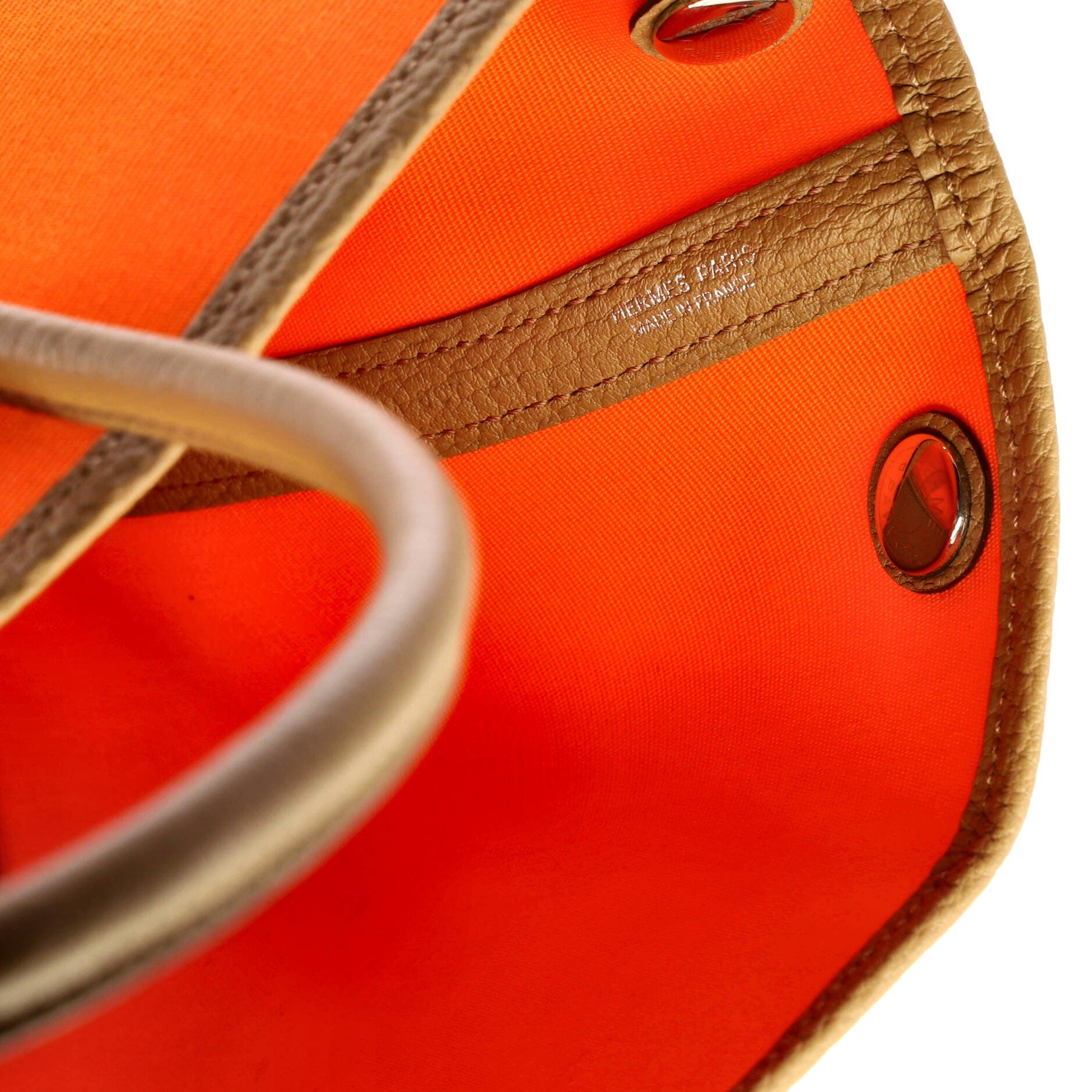 Pre-Owned Hermes Garden Party Tote Toile and Leather 30, Alternate, color, Orange Minium