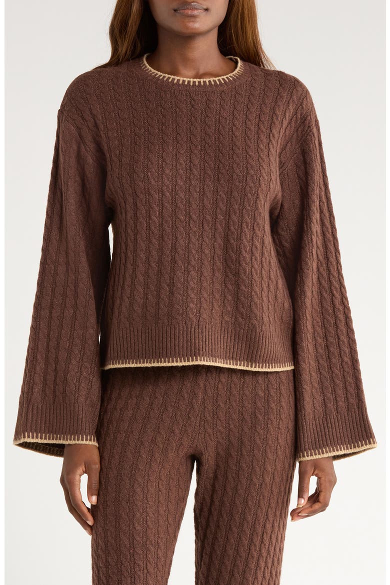 Rylynn Cable Flare Sleeve Sweater, Main, color, COLA