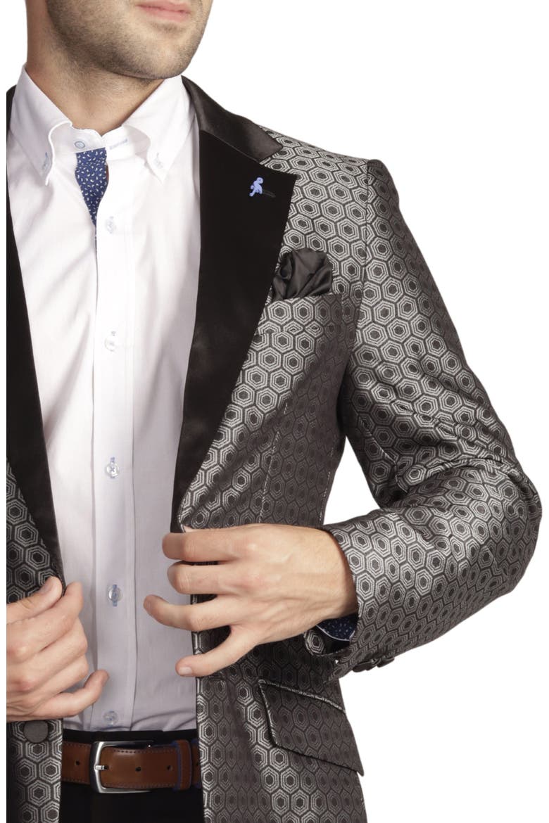 Geo Jacquard Dinner Jacket, Alternate, color, SILVER