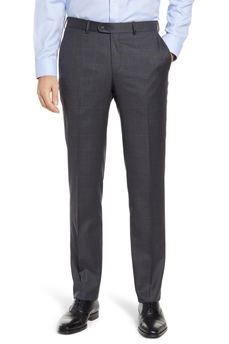 Classic Fit Windowpane Wool Suit, Alternate, color, CHARCOAL