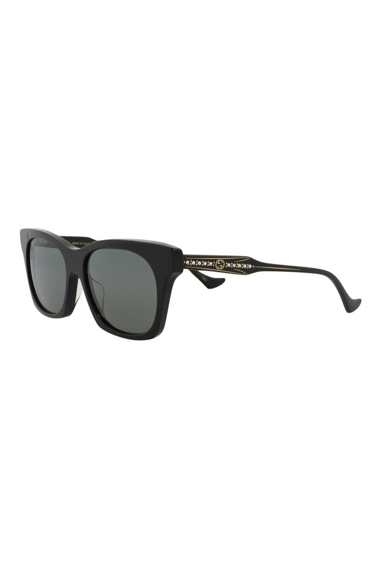 55mm Square Crystal Embellished Sunglasses, Alternate, color, BLACK BLACK GREY