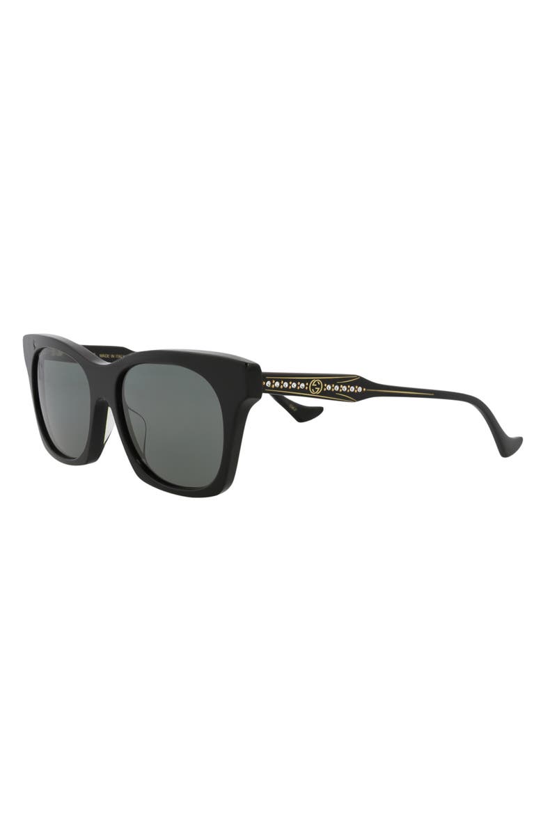 Gucci 55mm Square Crystal Embellished Sunglasses, Alternate, color, Black Black Grey