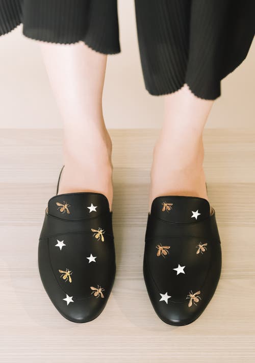 Alepel Women's Metallic Bees & Stars Mule In Metallic Bees And Stars