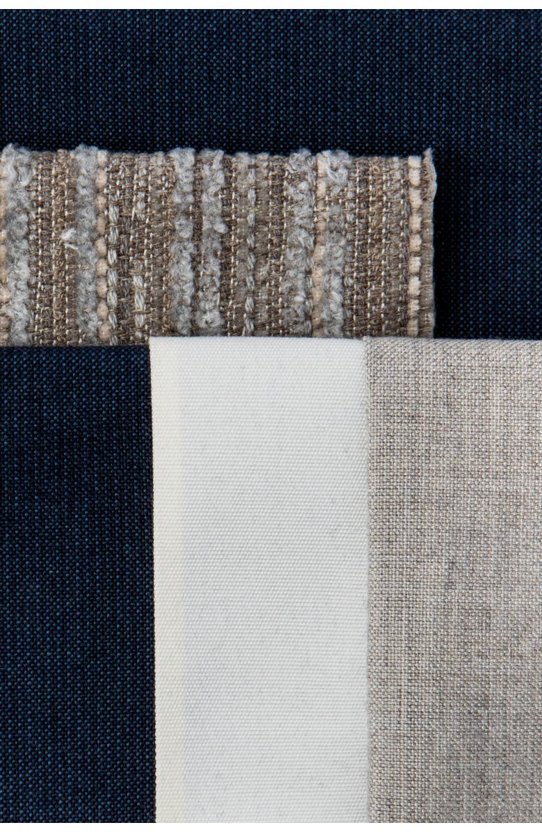 Elaine Smith Nevis panelled dimensional banded Indoor
Outdoor Woven Accent Pillow, Alternate, color, Indigo