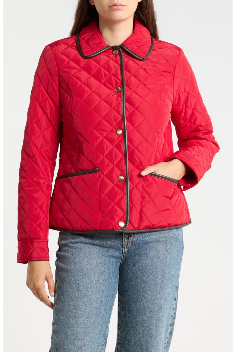 Quilted Barn Jacket, Main, color, RUBY RED