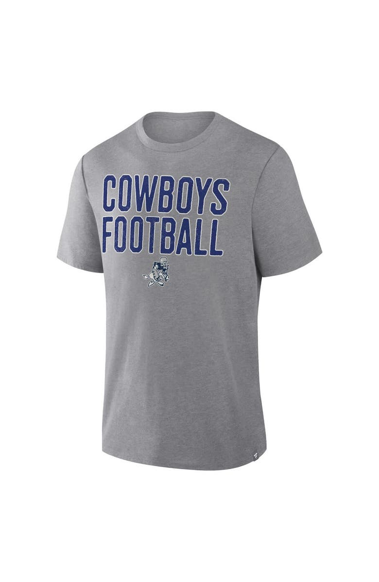 FANATICS Men's Fanatics Heather Gray Dallas Cowboys First Down Tribute Tri-Blend T-Shirt, Alternate, color, Heather Gray