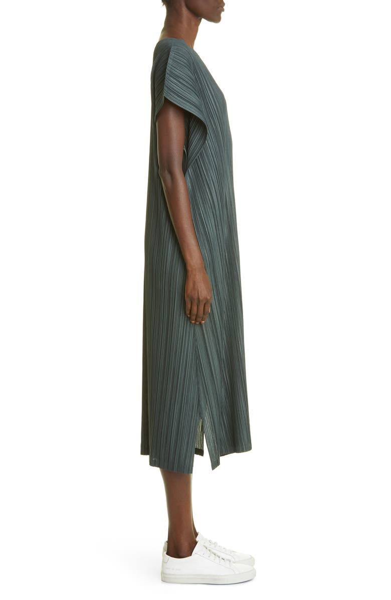Pleats Please Issey Miyake Mellow Pleated Short Sleeve Midi Dress, Alternate, color, 