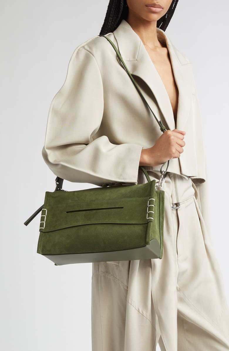 JW Anderson Medium Loafer Leather Shoulder Bag, Alternate, color, Khaki 575