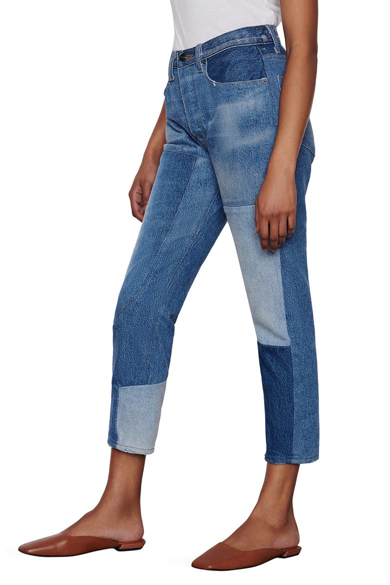 Le Original Unmatched Ankle Straight Leg Patchwork Jeans, Alternate, color, LANDA MIX