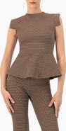 IVONNE Geometric Peplum Blouse