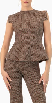 IVONNE Geometric Peplum Blouse