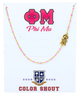 Color Shout Phi Mu Greek Letter Side Set Necklace
