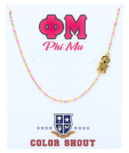 Color Shout Phi Mu Greek Letter Side Set Necklace