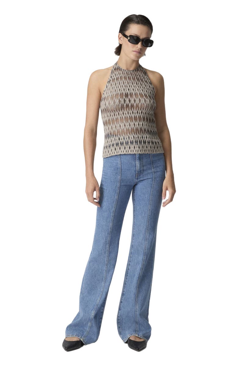 Missoni 3d Diamond Mixed Viscose Top With Halter Neck, Main, color, Green& Brown