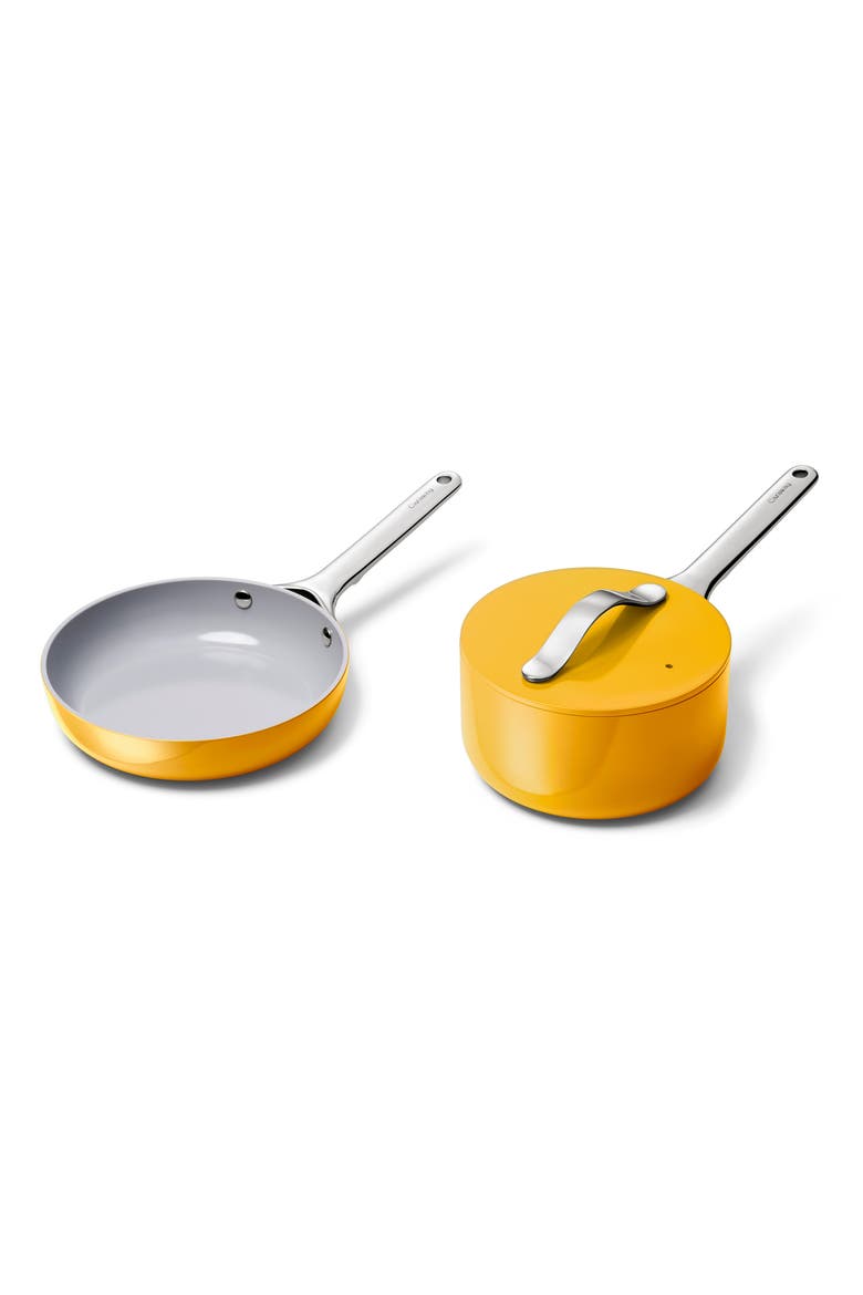 Nonstick Ceramic Mini Fry Pan & Sauce Pan Set, Main, color, MARIGOLD