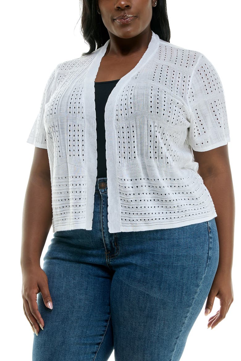 Open Front Crochet Bolero, Alternate, color, WHITE