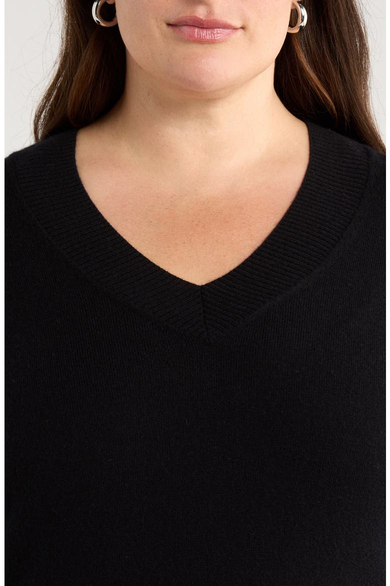 V-Neck Wool & Cashmere Sweater, Alternate, color, BLACK ROCK