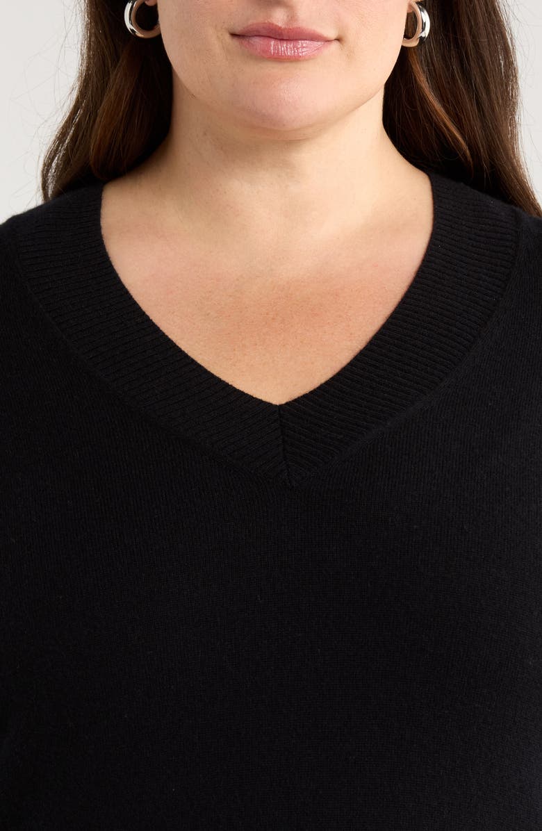 Caslon<sup>®</sup> V-Neck Wool & Cashmere Sweater, Alternate, color, Black Rock