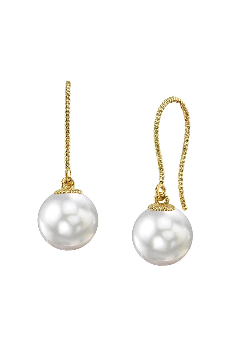 White South Sea Pearl Cindy Earrings, Main, color, Yellow Gold