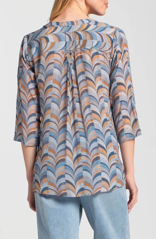 Apny Print Tassel Split Neck Chiffon Top In Multi