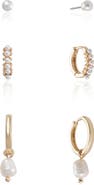 Ettika Ultimate Set of 3 Pairs Imitation Pearl Earrings