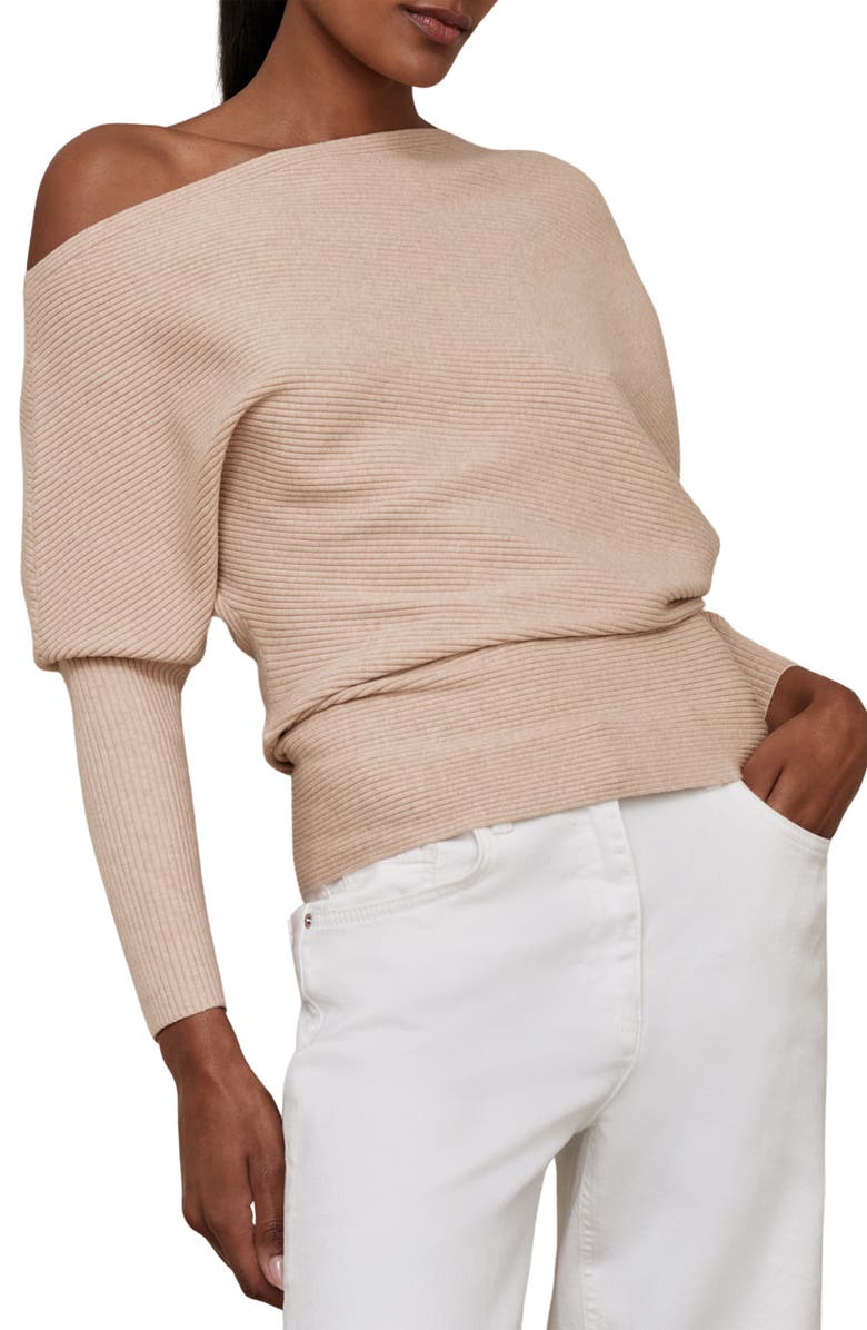 Reiss Lorna One-Shoulder Wool Blend Sweater, Main, color, Oatmeal Neutral