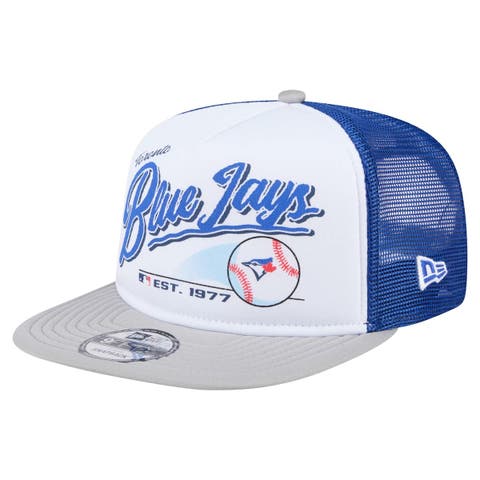 Men's New Era White/Gray Toronto Blue Jays Retro Script Trucker 9FIFTY Snapback Hat