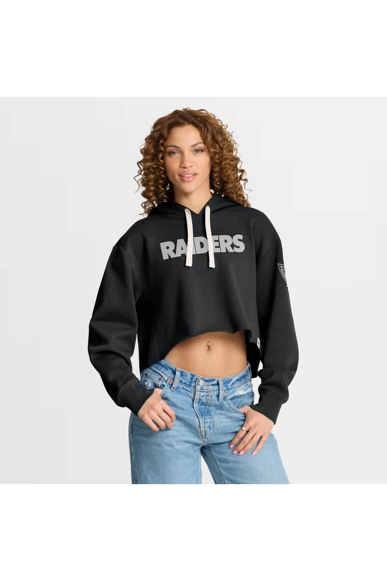 Women's Fanatics Black Las Vegas Raiders Oversized Hometown Heritage Cropped Hoodie, Main, color, Black