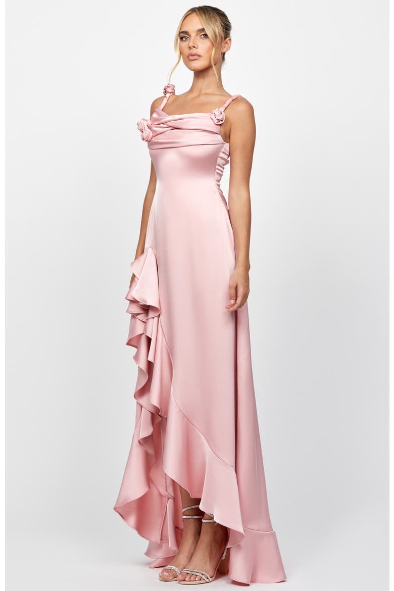 Nakiyah Cowl Hi Lo Dress, Alternate, color, BLUSH
