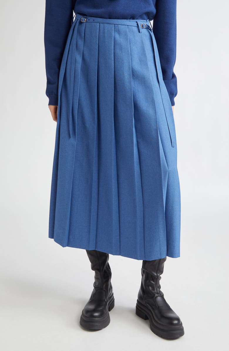 EENK Pleated Long Skirt, Main, color, Blue