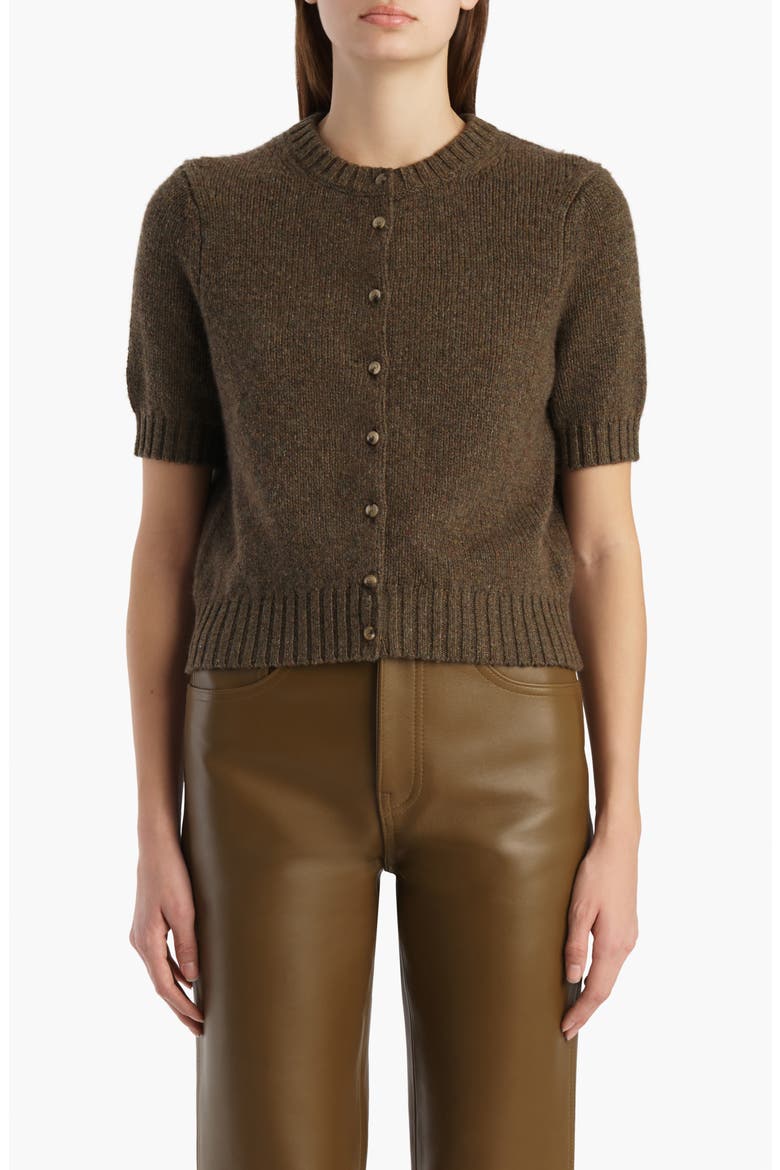 Nora Short Sleeve Stretch Cashmere Cardigan, Main, color, ARTICHOKE