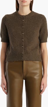 Khaite Nora Short Sleeve Stretch Cashmere Cardigan
