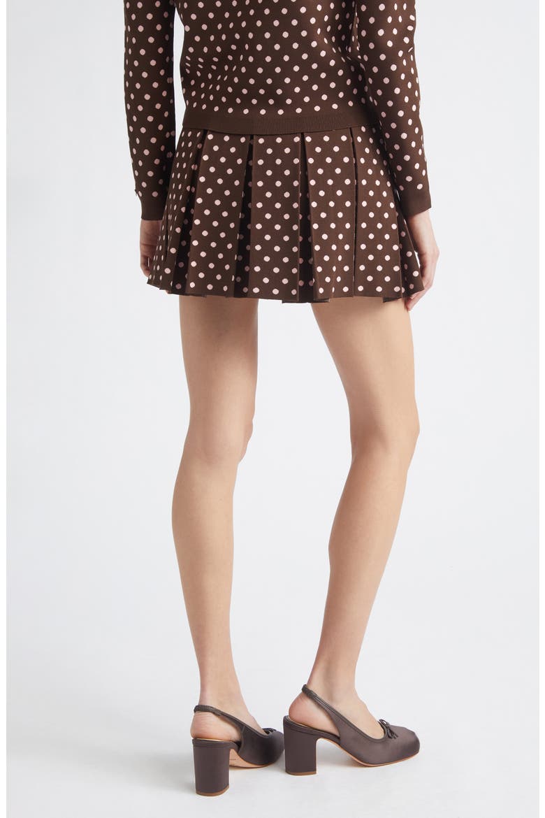 Ermine Pleated Dot Jacquard Miniskirt, Alternate, color, BROWN MULTI